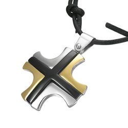 Steel Cross Pendant with Gold and Black Ion-plating Steel Cross Pendant with Gold and Black Ion-plating